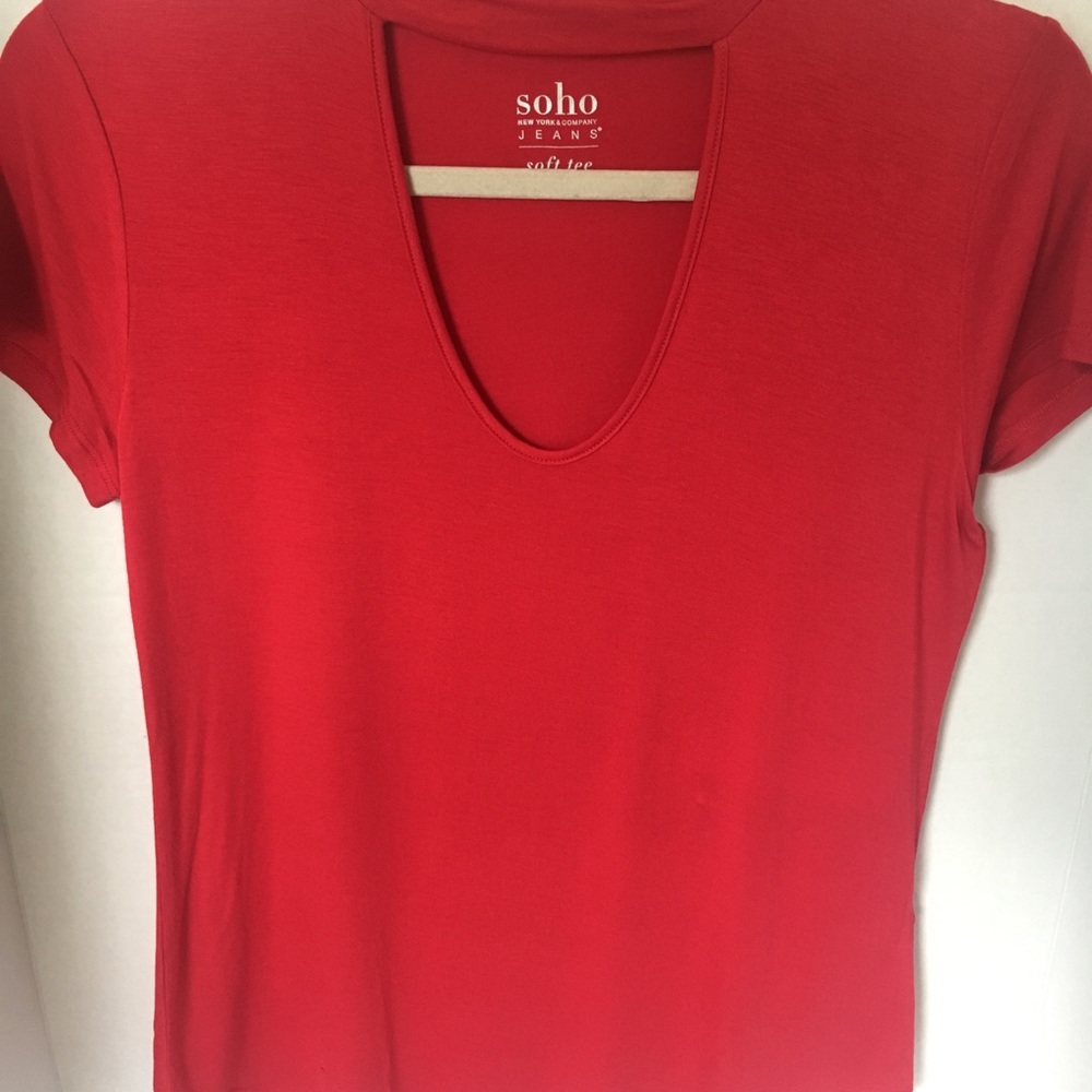 New York & Company Red Soft Tee